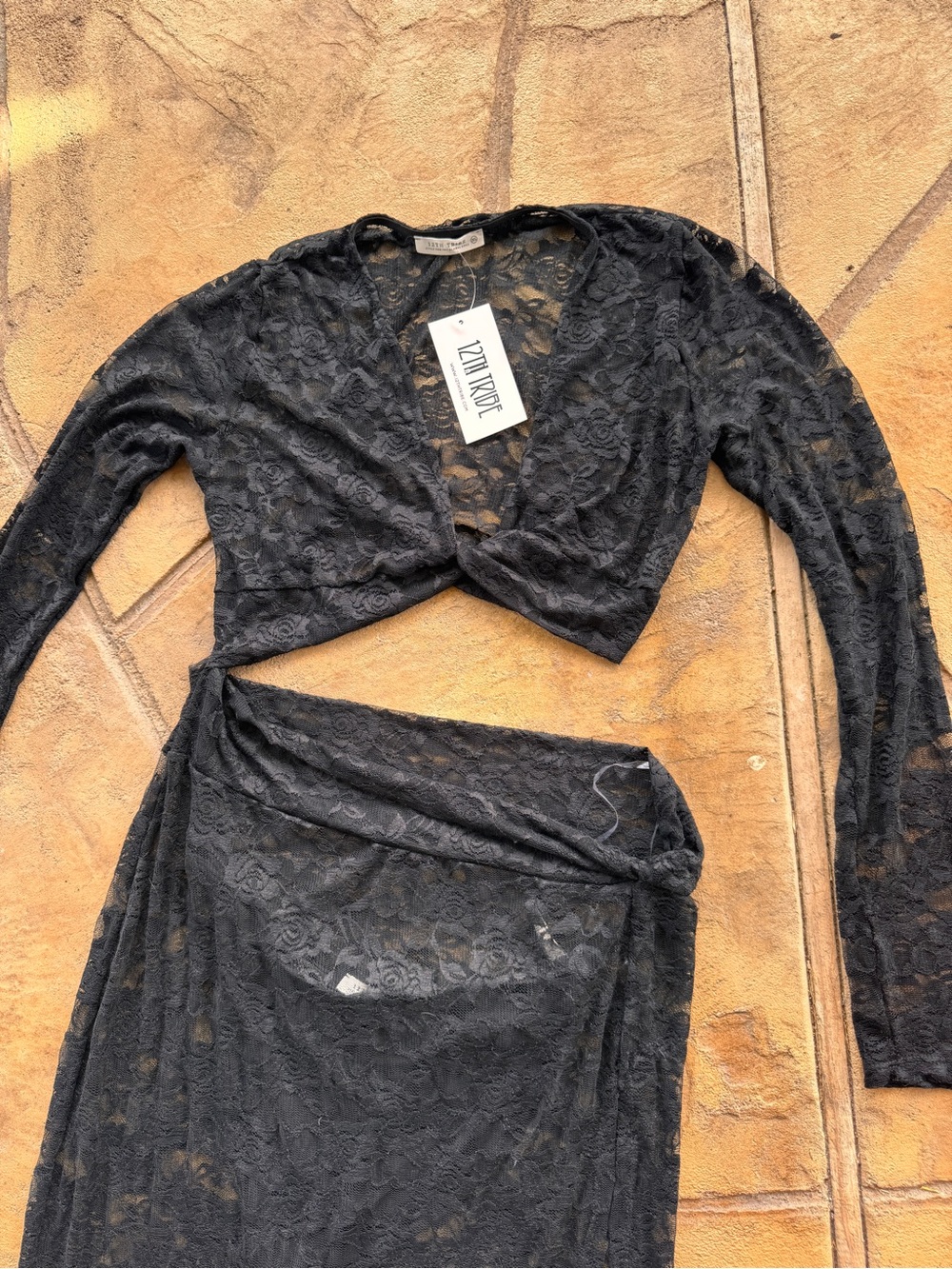 12th Tribe Delilah Black Cut Out Lace Maxi Dress XL Sheer Boho Festival NWT - Picture 4 of 10